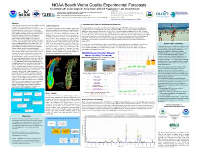 NOAA Beach Water Quality Experimental Forecasts David Rockwell1, Kent Campbell1, Greg Mann2, Richard Wagenmaker2, and David Schwab3 Collaborators: 1CILER,  University of Michigan and Center of Excellence for Great Lakes 