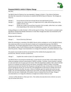 Proposed MACUL Article IV Bylaw Change July 2011 The MACUL Board of Directors has recommended a change to Article IV. This article of the Bylaws describes the composition of and process to establish the MACUL Board of Di