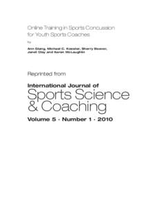 Online Training in Sports Concussion for Youth Sports Coaches by Ann Glang, Michael C. Koester, Sherry Beaver, Janet Clay and Karen McLaughlin