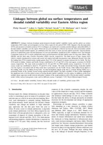 Linkages between global sea surface temperatures and decadal rainfall variability over Eastern Africa region