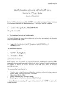 Minutes of the 27th plenary meeting of the Scientific Committee on Cosmetic and Non-Food Products of 16 March 2004