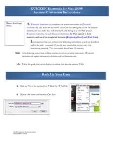 QUICKEN Essentials for Mac 2010® Account Conversion Instructions WB  [Insert Your Logo