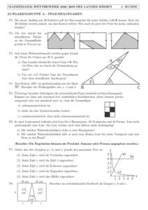 MATHEMATIK-WETTBEWERBDES LANDES HESSEN  1. RUNDE AUFGABENGRUPPE A - PFLICHTAUFGABEN P1. Bei einem Ausflug mit 30 Sch¨