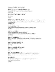 United Nations Institute for Disarmament Research / United Nations / Government / Joy Ogwu / Nugroho Wisnumurti / Ministry of Foreign Affairs / Rakesh Sood / Rolf Ekéus / Maliha Lodhi / Presidents of the United Nations Security Council / International relations / Year of birth missing