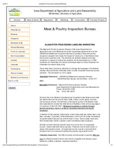 [removed]slaughter-Processing-Labeling-Marketing Iowa Department of Agriculture and Land Stewardship Bill Northey, Secretary of Agriculture