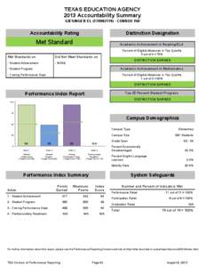 TEXAS EDUCATION AGENCY 2013 Accountability Summary GIESINGER EL[removed]CONROE ISD Accountability Rating