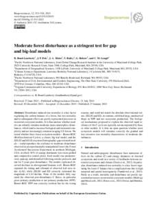 Biogeosciences, 12, 513–526, 2015 www.biogeosciences.netdoi:bg © Author(sCC Attribution 3.0 License.  Moderate forest disturbance as a stringent test for gap