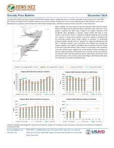 Somalia Price Bulletin  December 2014 The Famine Early Warning Systems Network (FEWS NET) monitors trends in staple food prices in countries vulnerable to food insecurity. For each FEWS NET country and region, the Price 