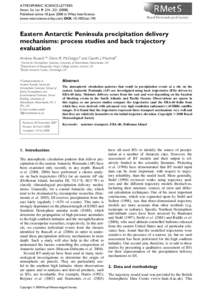 ATMOSPHERIC SCIENCE LETTERS Atmos. Sci. Let. 9: 214–[removed]Published online 18 June 2008 in Wiley InterScience (www.interscience.wiley.com) DOI: [removed]asl.190  Eastern Antarctic Peninsula precipitation delivery