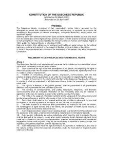 CONSTITUTION OF THE GABONESE REPUBLIC