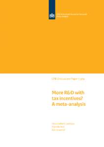 More R&D with tax incentives? A meta-analysis1  Elīna Gaillard-Ladinska Mariëlle Non Bas Straathof CPB Netherlands Bureau for Economic Policy Analysis