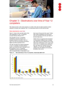 Chapter 3 – Destinations over time of Year 12 completers This chapter provides a time series analysis on a number of the main education and labour market indicators of students who completed Year 12 at Queensland schoo