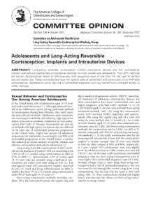 The American College of Obstetricians and Gynecologists WOMEN’S HEALTH CARE PHYSICIANS COMMITTEE OPINION Number 539 • October 2012