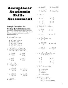 Accuplacer Academic Skills Assessment  A. 4 xy 5 y