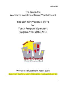 RFP# The Santa Ana Workforce Investment Board/Youth Council  Request For Proposals (RFP)