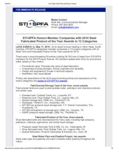  Steel Water Pipe and Project Awards FOR IMMEDIATE RELEASE