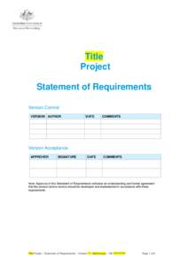 Title Project Statement of Requirements Version Control VERSION AUTHOR