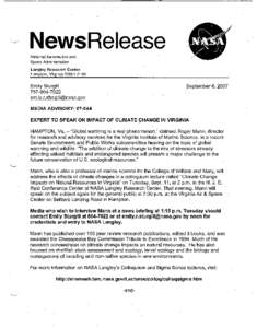 NewsRelease National Aeronautics and Space Administration Langley Research Center Hampton, Virginia[removed]