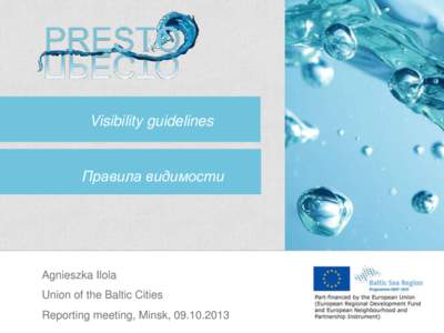 Visibility guidelines  Правила видимости Agnieszka Ilola Union of the Baltic Cities