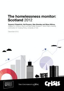 The homelessness monitor: Scotland 2012 Suzanne Fitzpatrick, Hal Pawson, Glen Bramley and Steve Wilcox, Institute for Housing, Urban and Real Estate Research, Heriot-Watt University and Centre for Housing Policy, Univers