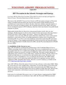 HIV Prevention in the Schools: Strategies and Synergy