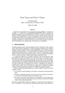 Value Types and Object Classes Ole-Johan Dahl Dept. of Informatics, University of Oslo March 22, 1999  Abstract