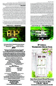 Watertown Historical Society 22 DeForest Street Watertown, CT[removed]1050 www.watertownhistoricalsociety.org Have your ticket with you for entrance into the homes, and follow