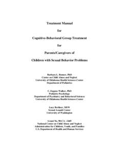 Treatment Manual for Cognitive-Behavioral Group Treatment for Parents/Caregivers of Children with Sexual Behavior Problems