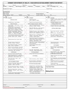 Vermont Food Service Establishment Inspection Report