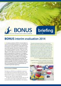 Pekka TUuri  number 24 BONUS interim evaluation 2014  An interim evaluation of BONUS, the joint Baltic Sea