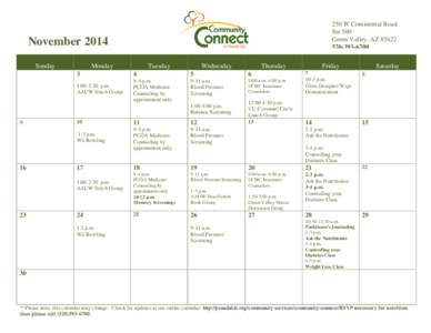 Microsoft Word - November 2014 Calendar of Events