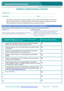 Guideline Implemenation Checklist
