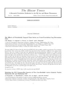 T he Blazar T imes A Research Newsletter Dedicated to the BL Lac and Blazar Phenomena No. 61 — March 2004 Editor: Travis A. Rector ()