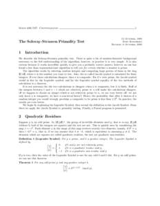 Math: Cryptography  The Solovay-Strassen Primality Test 1  1