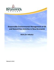 Responsible Environmental Management of Oil and Natural Gas Activities in New Brunswick
