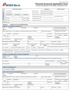 Pers Acct[removed]Online  Personal Accounts Application Form (Account opening form for Chequing, Savings and GIC)  FOR OFFICE USE