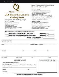 TABLE S PONSOR FORM Phone[removed] • Fax[removed]P.O. Box 70518 • Albany, GA[removed]26th Annual Conservation Celebrity Event