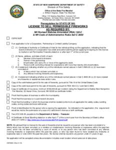 STATE OF NEW HAMPSHIRE DEPARTMENT OF SAFETY  Division of Fire Safety Office of the State Fire Marshal J. William Degnan, State Fire Marshal Office: 110 Smokey Bear Blvd., Concord, NH