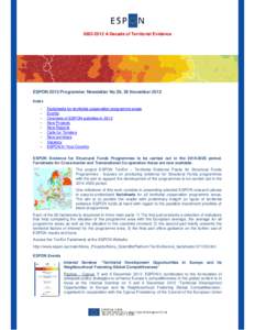 [removed]A Decade of Territorial Evidence  ESPON 2013 Programme/ Newsletter No 28, 29 November 2012 Index − −
