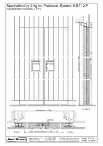 Sporthallentüre 2-flg mit Prallwand, System KB T12 P aufpralldämpfend, Kraftabbau ≥ 60 %