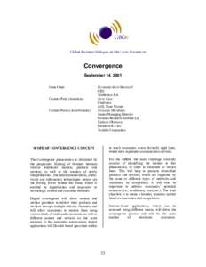 Convergence September 14, 2001 Issue Chair Contact Point (Americas) Contact Points (Asia/Oceania)