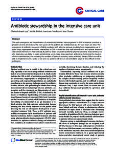 Luyt et al. Critical Care 2014, 18:480 http://ccforum.com/contentREVIEW  Antibiotic stewardship in the intensive care unit