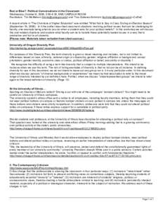 Red or Blue? Political Conversations in the Classroom Wednesday, October 8, 2008, 3:00-4:30, EMU UMPQUA ROOM Facilitators: Tim McMahon ([removed]) and Tina Gutierez-Schmich ([removed])--CoDaC A recent 