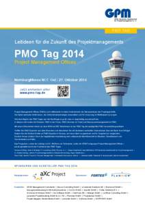 PM O TAG  Leitideen für die Zukunft des Projektmanagements PMO Tag 2014 Project Management Offices