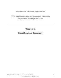 Standardized Technical Specification PRIIA 305 Next-Generation Equipment Committee Single-Level Passenger Rail Cars