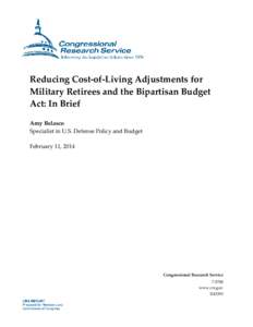 Reducing Cost-of-Living Adjustments for Military Retirees and the Bipartisan Budget Act: In Brief