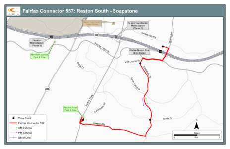 Fairfax Connector 557: Reston South - Soapstone  Herndon Metro Station (Phase II)