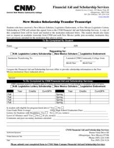 New Mexico Lottery Success Scholarship Fact Sheet