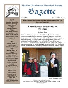 The East Providence Historical Society  Gazette March[removed]March