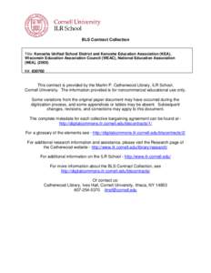 BLS Contract Collection  Title: Kenosha Unified School District and Kenosha Education Association (KEA), Wisconsin Education Association Council (WEAC), National Education Association (NEA), (2003) K#: 830760